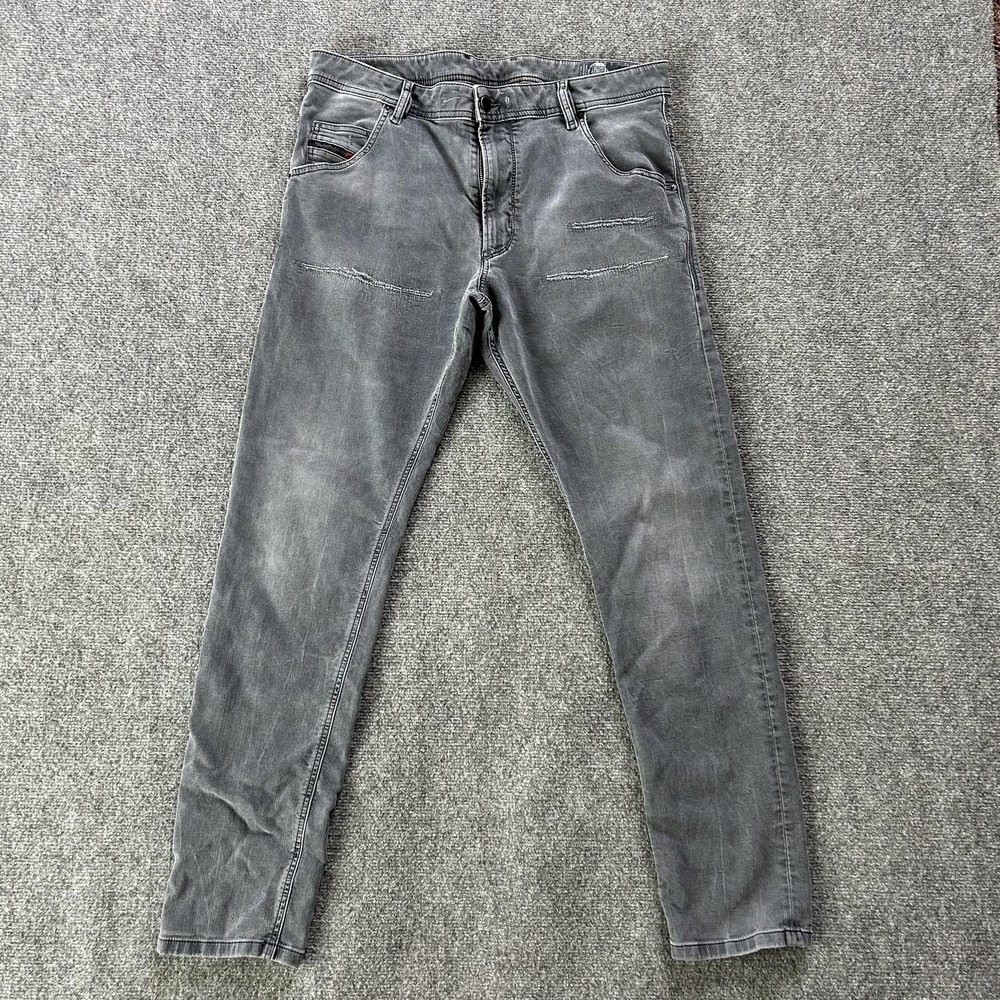 Diesel Krooley CB-NE Jeans Mens 34x31 Gray Slim Tapered Stretch Denim Pants